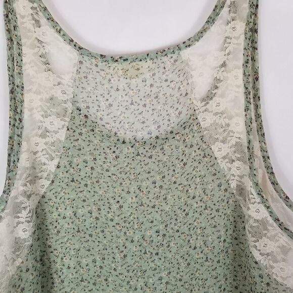 IRIS BASIC FLORAL PRINT WITH LACE HI-LOW HEM. SZ L - Picture 13 of 14